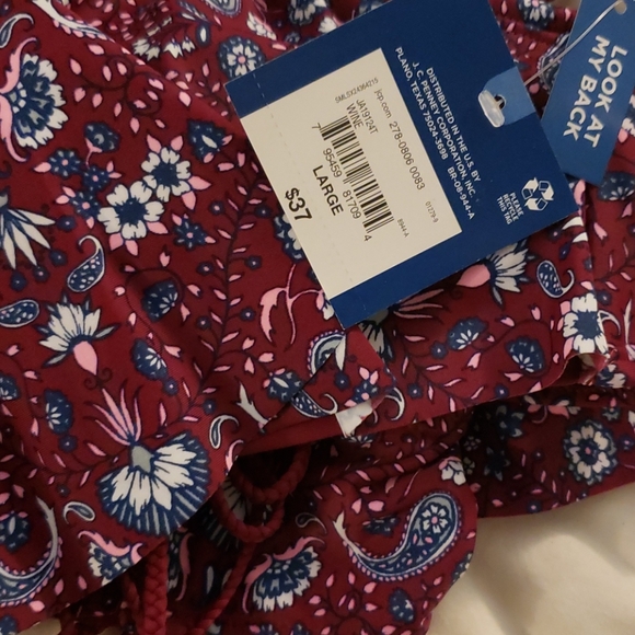 ARIZONA Paisley Flounce swim top - Wine - Picture 7 of 10